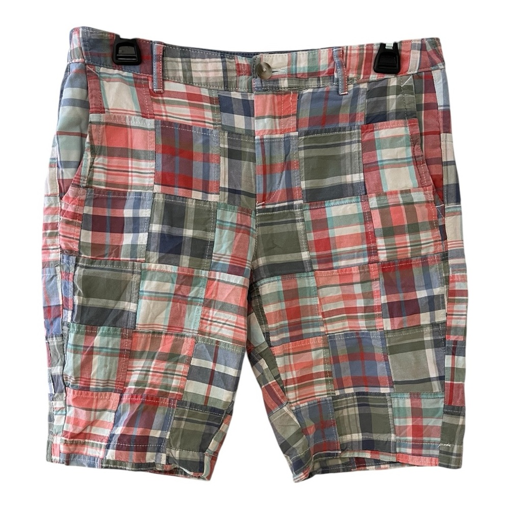 L.L. Bean Red and Plaid Flat Front Shorts